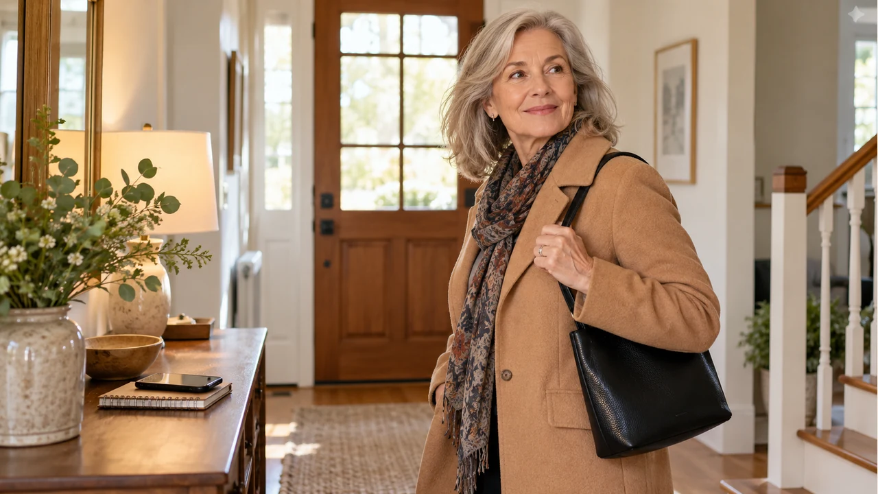 Woman checking her appointment arrangements before leaving home